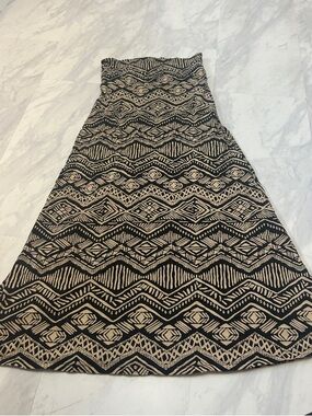 Black and Beige Tribal Maxi Skirt - Women